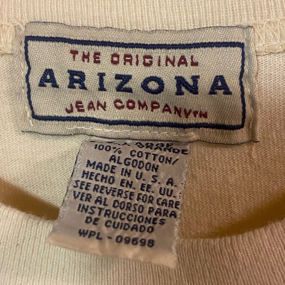 Arizona jean company cotton branded cream tshirt mens top - Picture 3 of 4